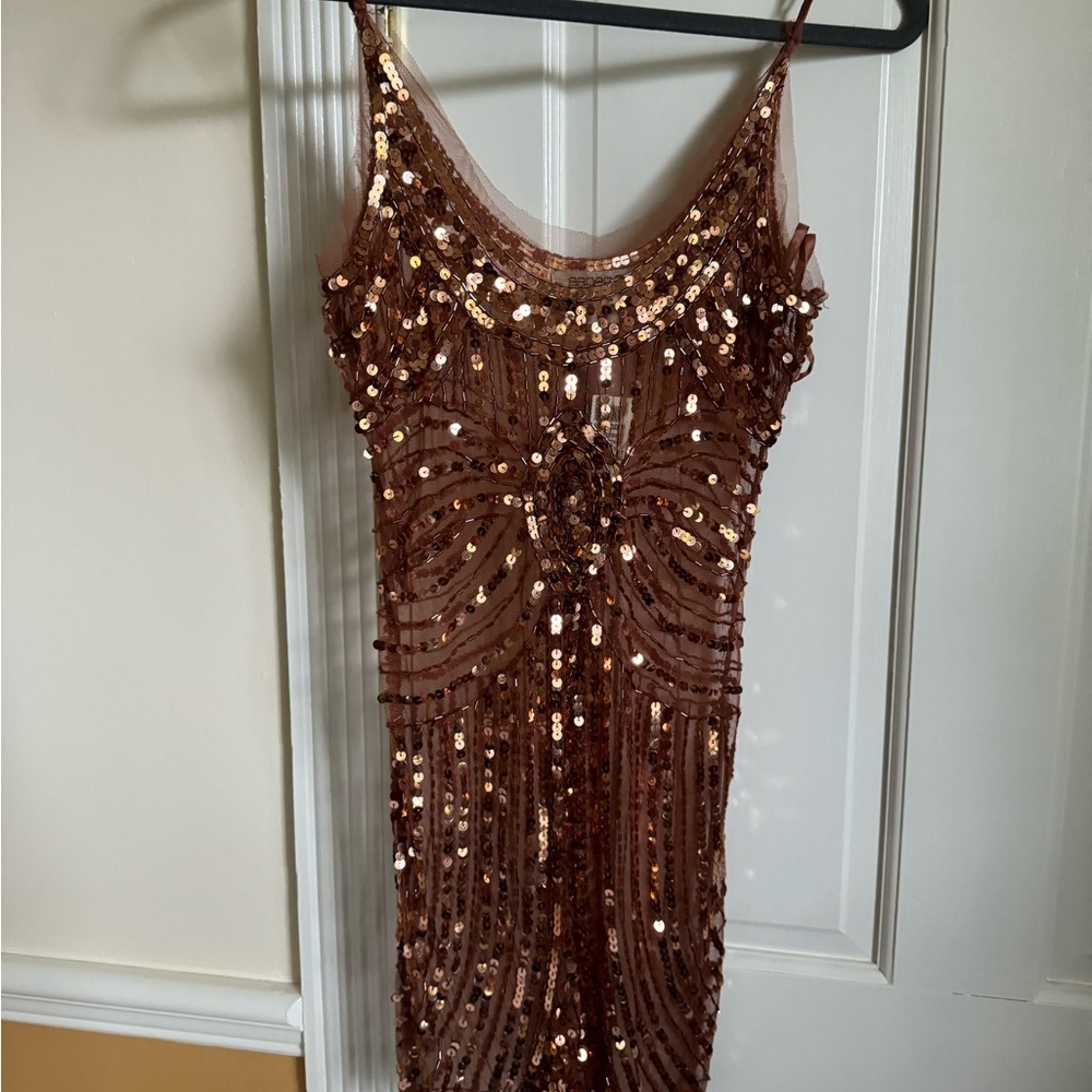 Sheer sequined mini slip dress by Arden B. XS